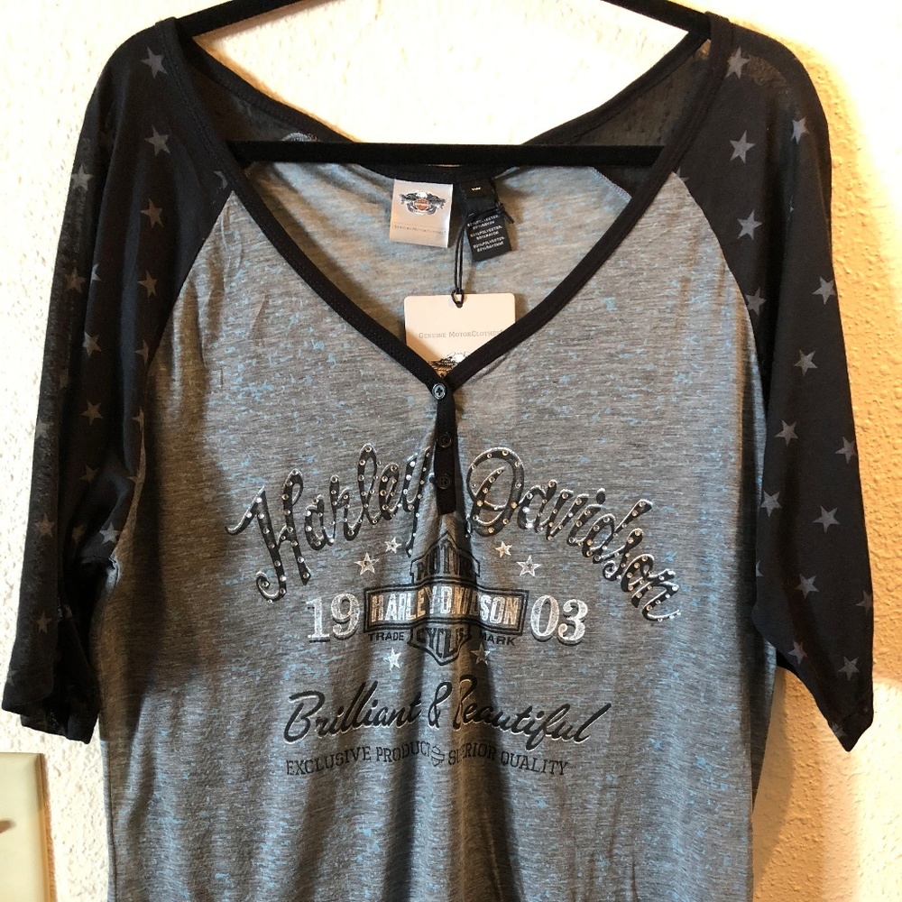 Plus size Harley Davidson Shirt Black & Grey